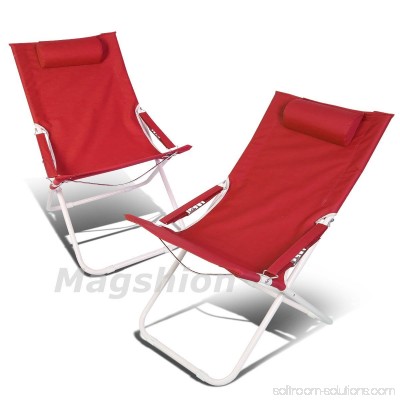 Magshion 4 Position Pair Folding Beach Camping Patio Outdoor Travel Recliners Chair Set of 2 Green
